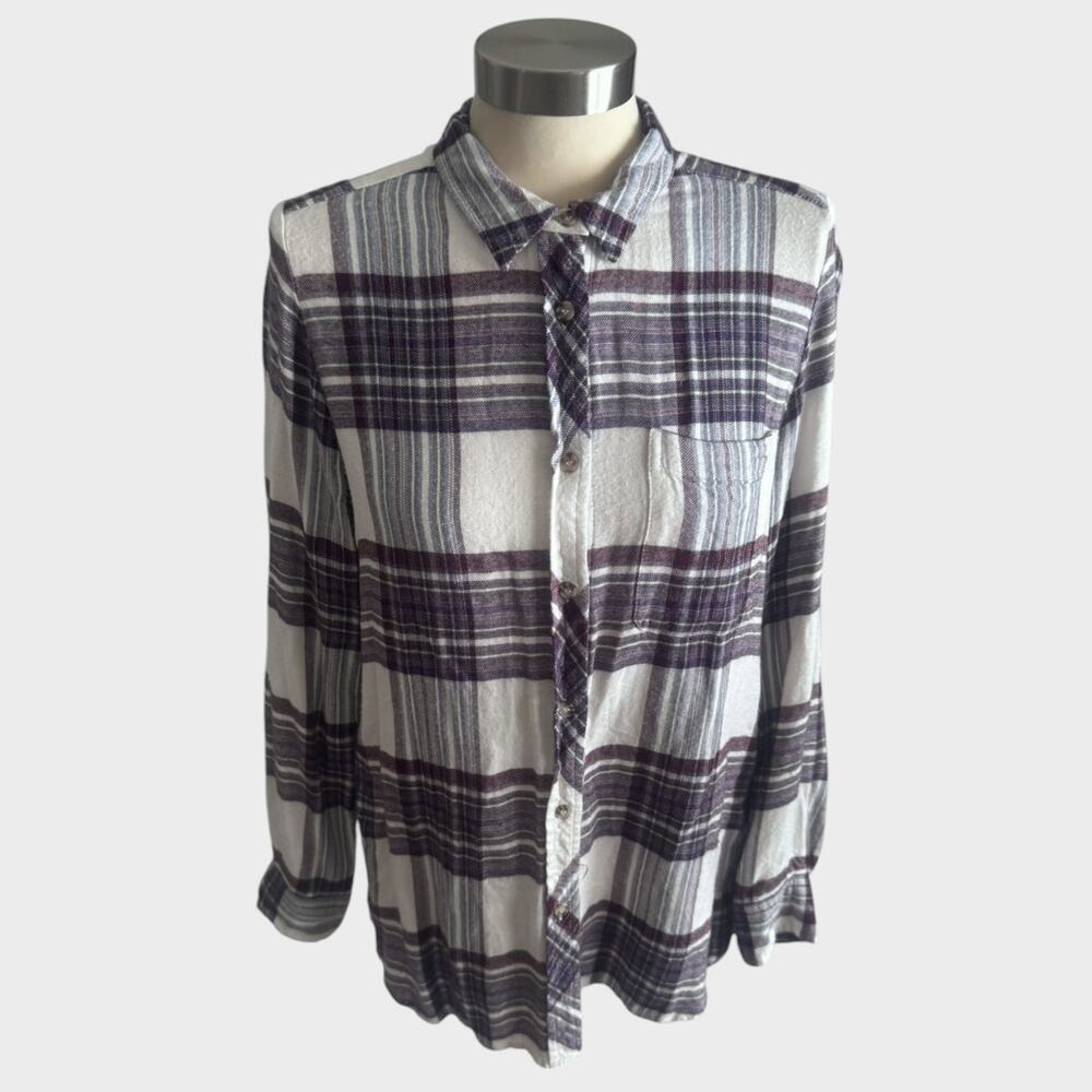 Melloday Medium Button Front Plaid Shirt